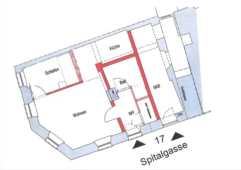 Spitalgasse 17 - Wohnungsgrundriß EG